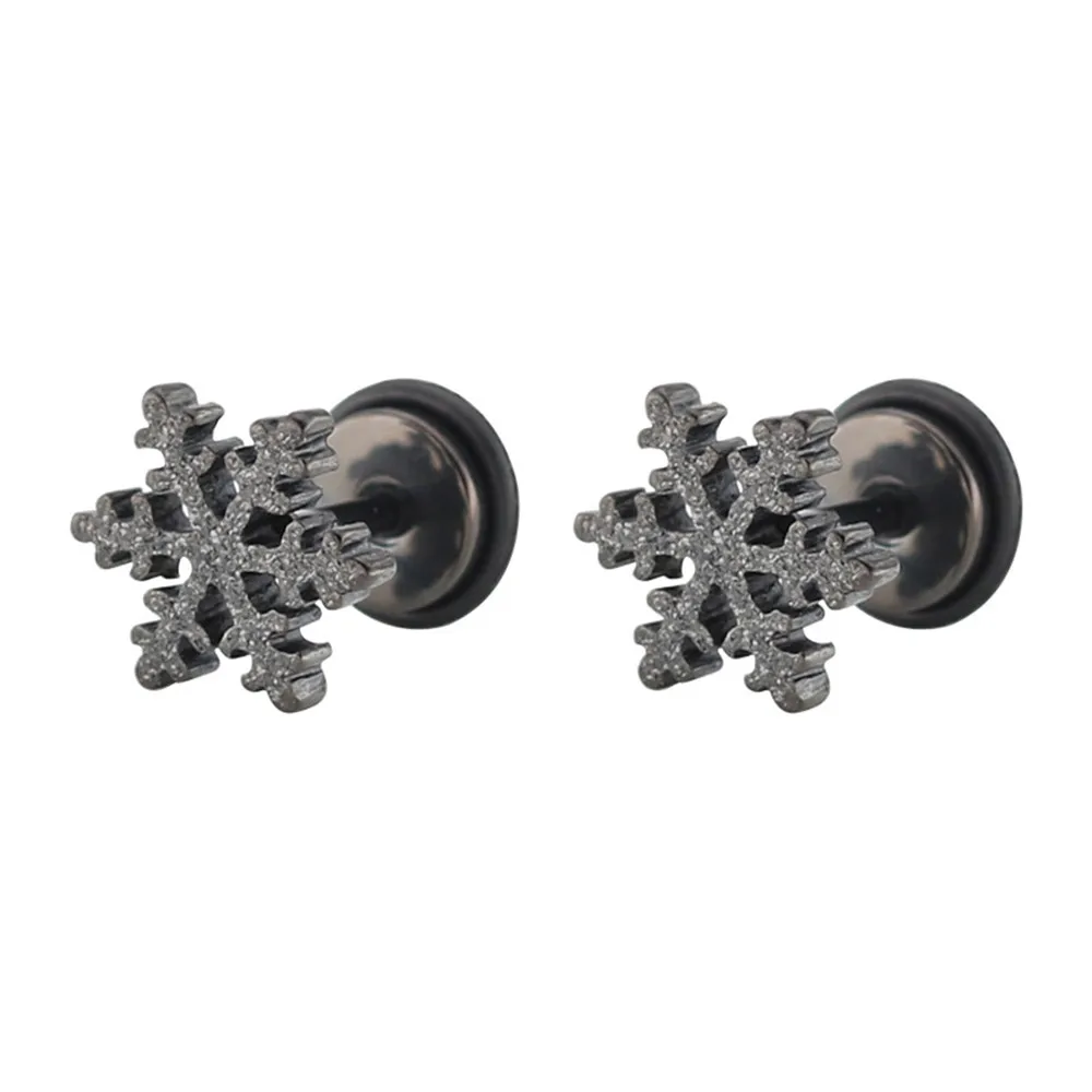 

Korean earrings female snowflake flower earrings men simple stainless steel jewelry gold stud male accessories gifts for women