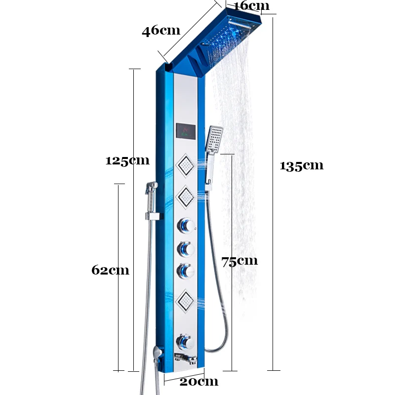 Senlesen душевая панель светодиодный дождь водопад ЖК цифровой дисплей душевая Колонка биде спрей Массажная Ванна смеситель для душа водопроводный кран