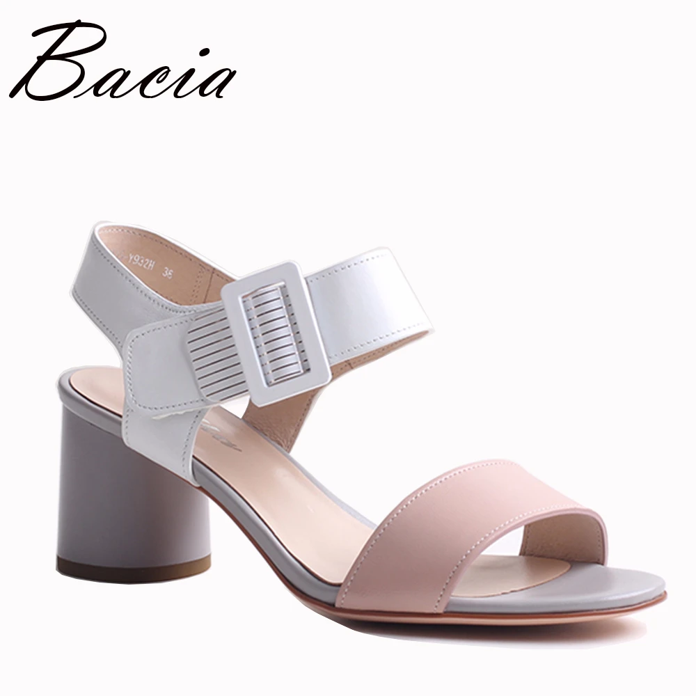 

Bacia Sheep Skin Sandals Hollow Design Comfortable Summer Shoes Women Pink Genuine Leather High Quality Shoes Size 35-41