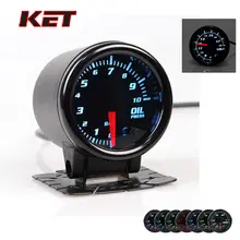KET " 52 мм Универсальный Автомобильный 12 в 7 цветов датчик давления масла манометр светодиодный датчик с датчиком бар PSI Автомобильный манометр