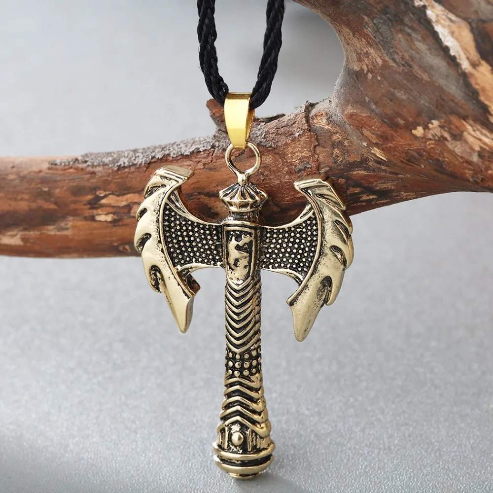 CHENGXUN Viking Perun Axe Gothic Retro Pendant Mens Necklace Slavic Axe Amulet Nordic Talisman Jewelry Boys Gift