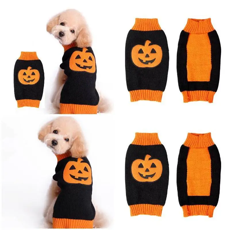 Halloween Pet Dogs Sweater Pumpkin Knitted Sweater Autumn/Winter Warm