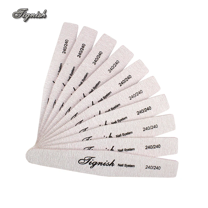 

Tignish Pro 10Pcs/Lot 240/240 GRIT Gray Diamond Nail File Manicure Pedicure Buffer Nail Art UV Gel Polish Remove Tools System