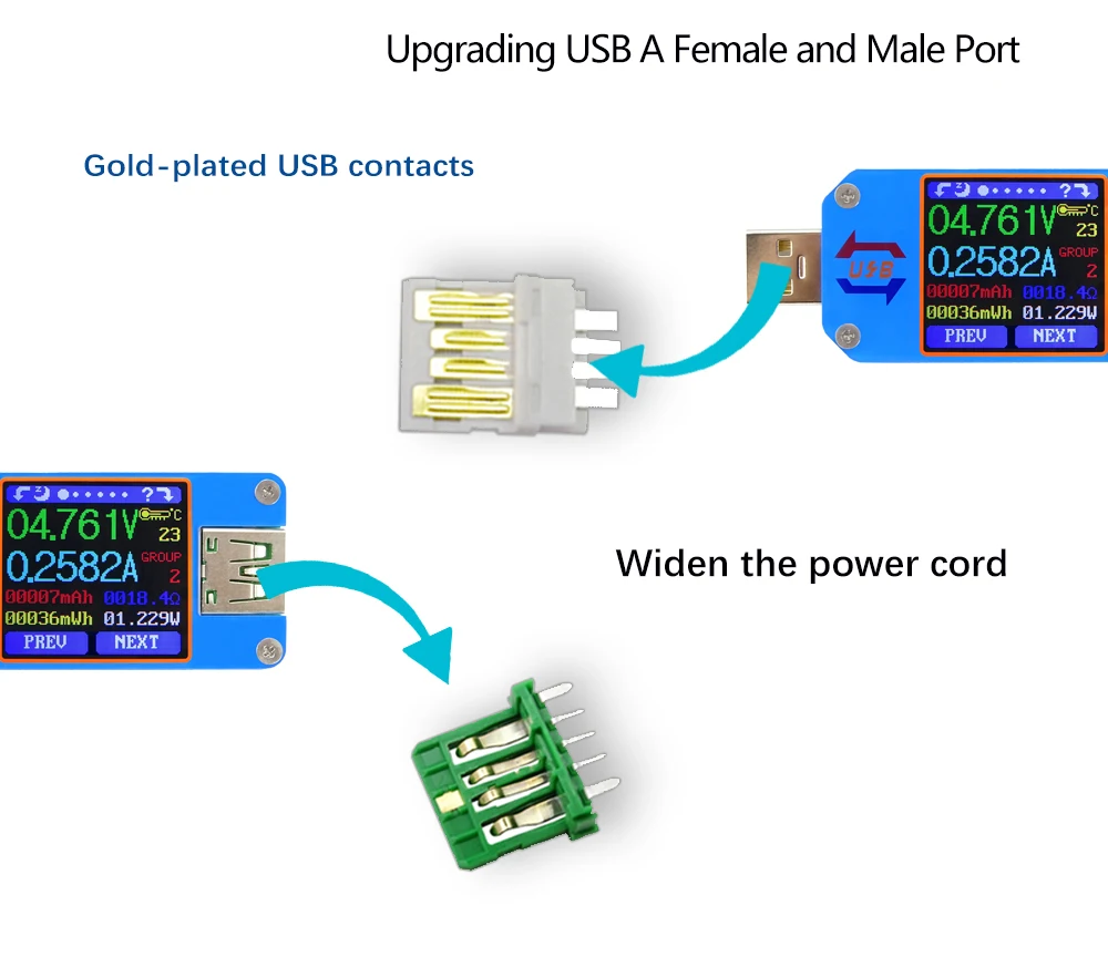 RD UM25 UM25C USB 2,0 tipo-C lcd voltimetro amperimetro metro del voltaje de corriente de carga de la bateria cable, comprobador