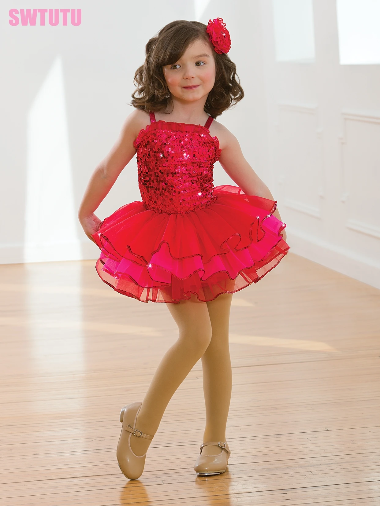 Child Red Sequin Performance Stage Ballet Tutu Dress Girls Dance Costume Ballerina Classical Tutu BL0103