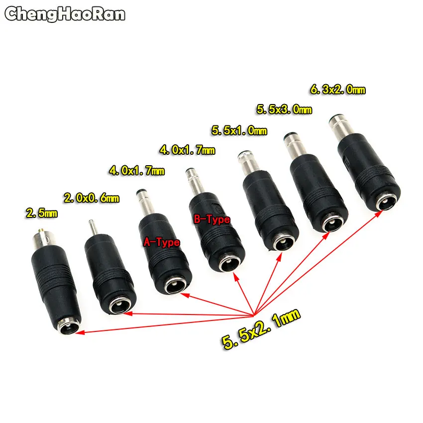 ChengHaoRan DC мощность Plug мм 2,1*2,0 мм Женский до 5,5x0,6 4,0x5,5 1,7x5,5 1,0 мм x 2,5 2,0x6,3 3,0 мм Мужской DC мощность Jack разъем адаптера