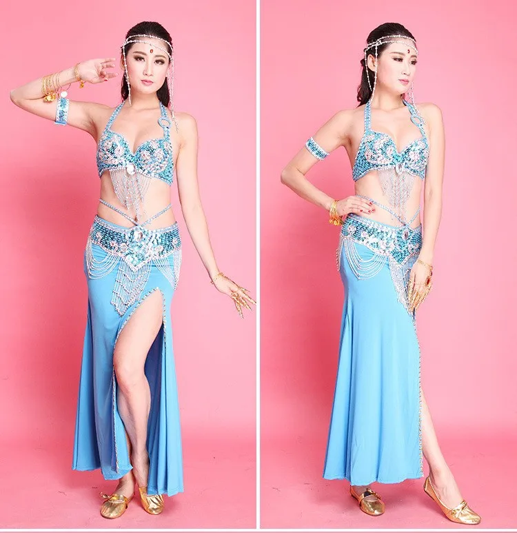 Костюм для танца живота набор юбок Болливуд танцевальные костюмы цыганские индийские платья сексуальные костюмы 6 цветов ручной работы