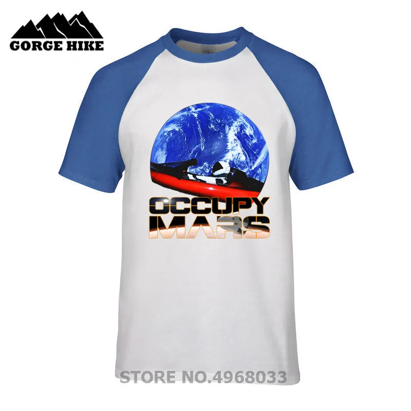 Летняя Новинка 2019 года, Мужская футболка с надписью «Occupy Mars SpaceX Starman Don't Panic», забавная футболка из 100% хлопка, летняя футболка Elon Musk Space X