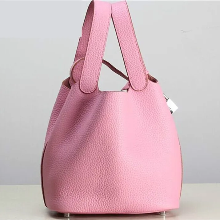 Модные туфли леденцового цвета натуральной воловьей кожи женские зернистой кожи сумки Сумка-мешок w замок - Цвет: pink S