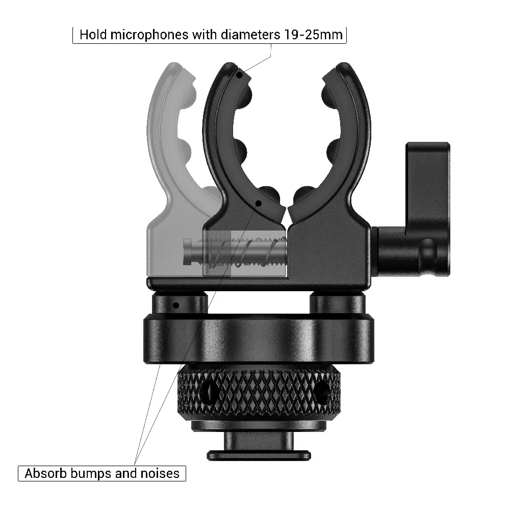 SmallRig быстросъемный Холодный башмак зажим для микрофона стрелочный пистолет держатель микрофона с мягким силиконовым для поглощения ударов и шума BSM2352