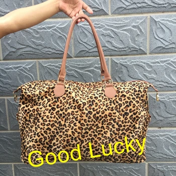 

5 piece In stock ready to ship high quality delicate leopard weekender travel bag monogram inspired duffle bag