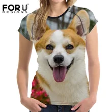 Forudesigns/Спортивная футболка Для женщин для спортзала корги Butt собака печать короткий рукав спортивные футболки Бодибилдинг traksuit для женского tee