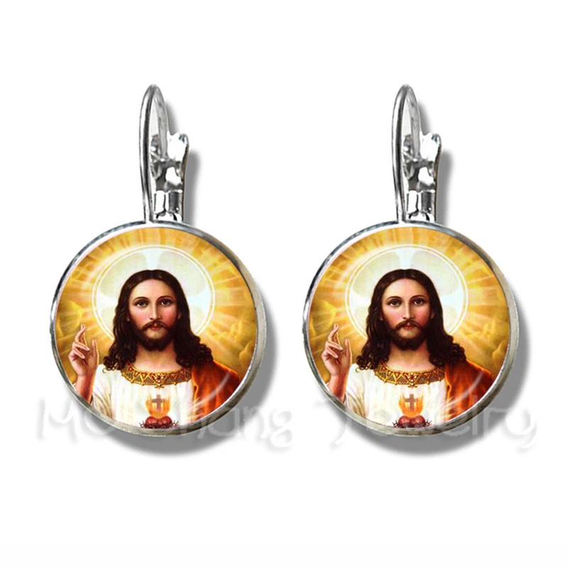 "VIRGIN MARY" MOTHER JESUS CHRIST RELIGIOUS GLASS PENDANT NECKLACE KEYCHAIN