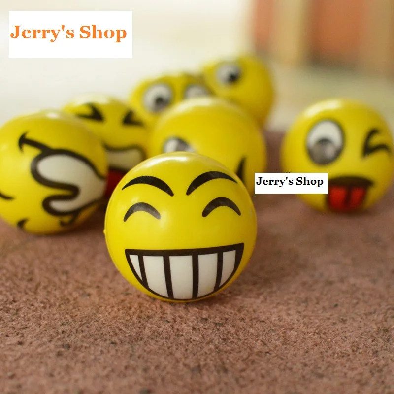 12pcs 6.5CM Emoji Rubber ball Toy balls Kids Play Facial expression