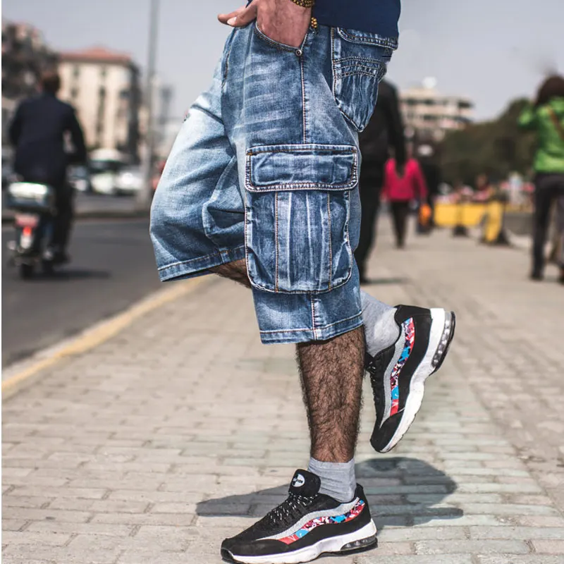 NEW Brand Mens Big size Loose baggy Short jeans for men boy's Hip Hop Skateboard pants for Rappers Rap trousers blue hiphop NEW Brand Mens Big size Loose baggy Short jeans for men boy's Hip Hop Skateboard pants for Rappers Rap trousers blue hiphop