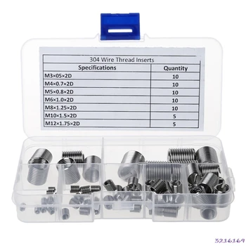 

60pcs 304 Stainless Steel Wire Thread Repair Insert Kit M3 M4 M5 M6 M8 M10 M12