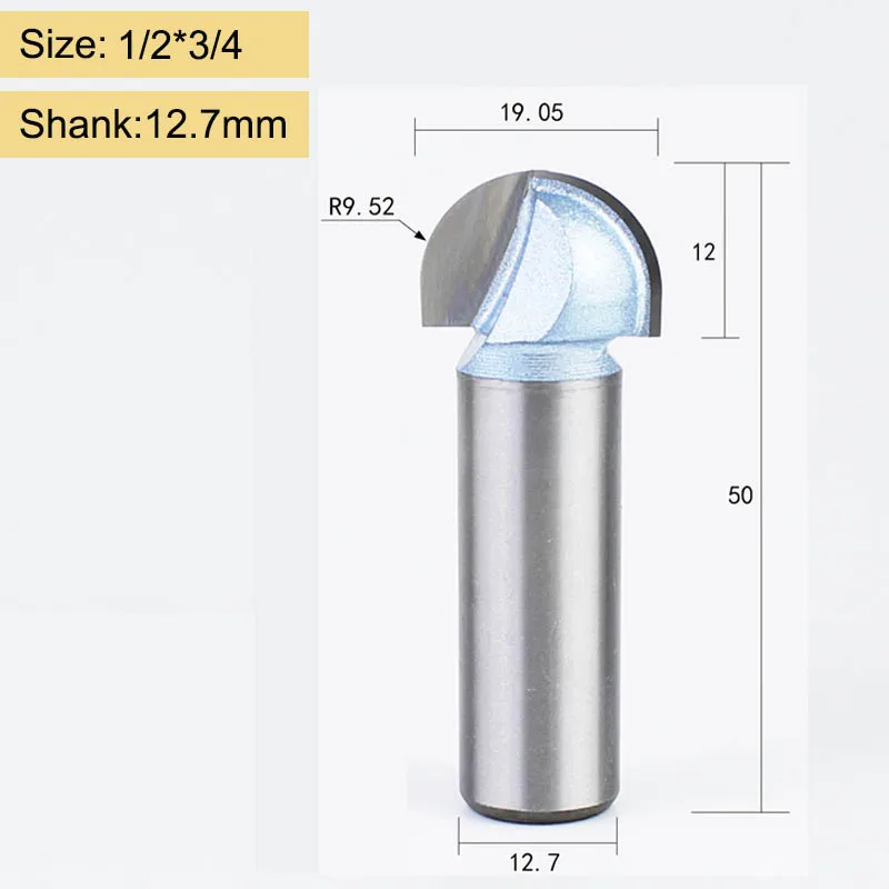 Tideway промышленный Коув коробка бит фрезы 1/2 1/4 хвостовик круглый носовой инструмент для отделки дерева гравировка деревообрабатывающие фрезы - Длина режущей кромки: Y00202