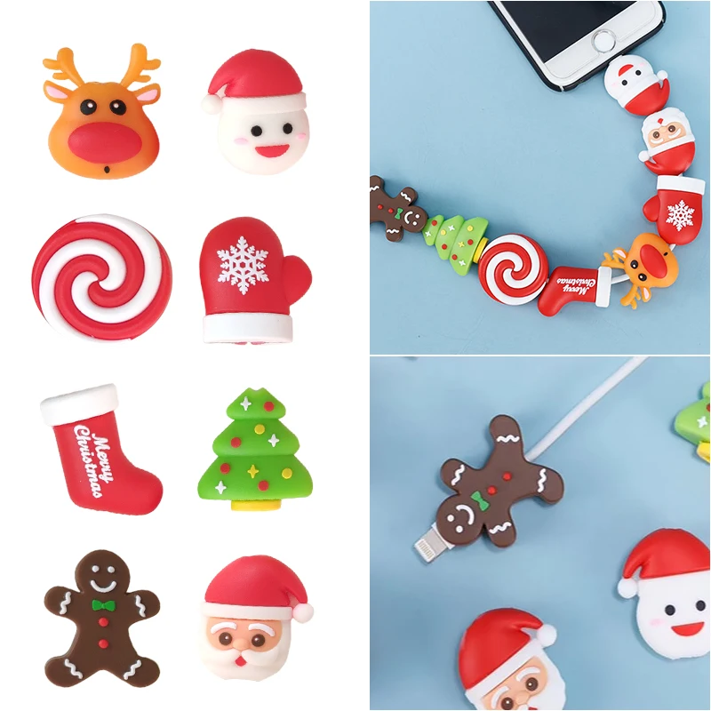 

1 PCS Universal Cable Bite Protector For iPhone XR XS Max For Android Phone Holders Accessory Christmas Case Cable Winder