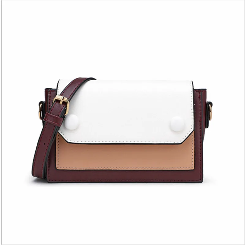 

LANKOU Single Shoulder Bags for Women 2019 PU Leather Top Quality Crossbody Bag Contrast Color Ladies Flap Bag Messenger Bags