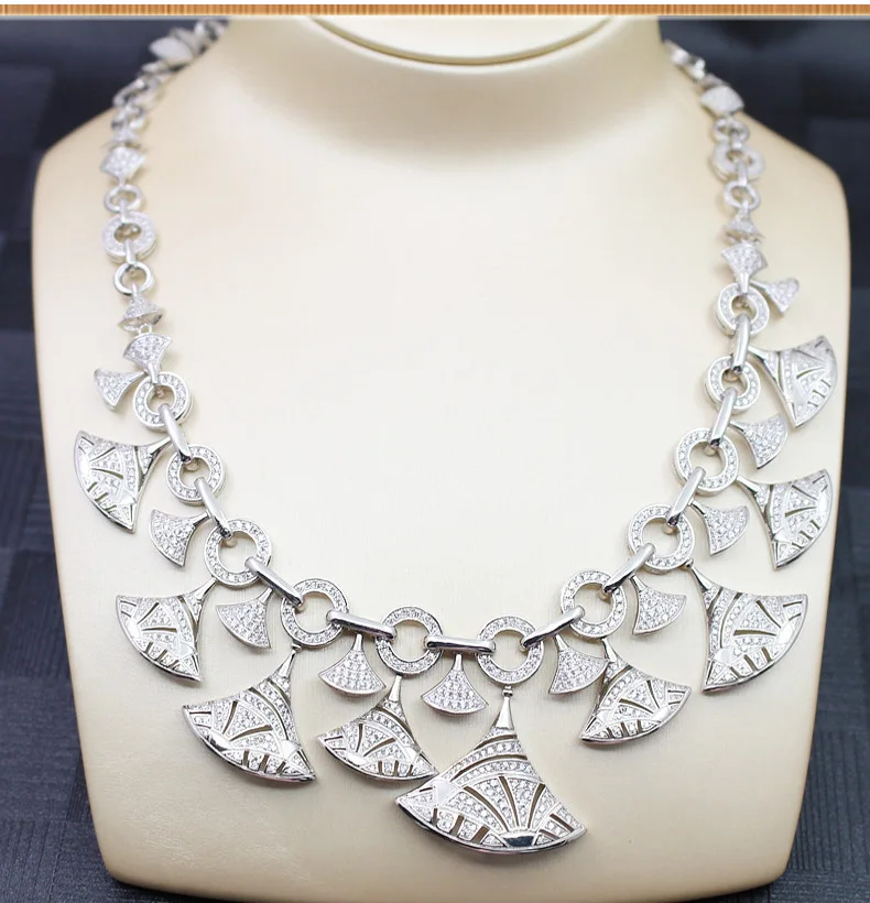 Brand design diva dream necklace for women skirt shape wedding copper jewelry silver color zircon luxury brand fashion jewelry Brand design diva dream necklace for women skirt shape wedding copper jewelry silver color zircon luxury brand fashion jewelry