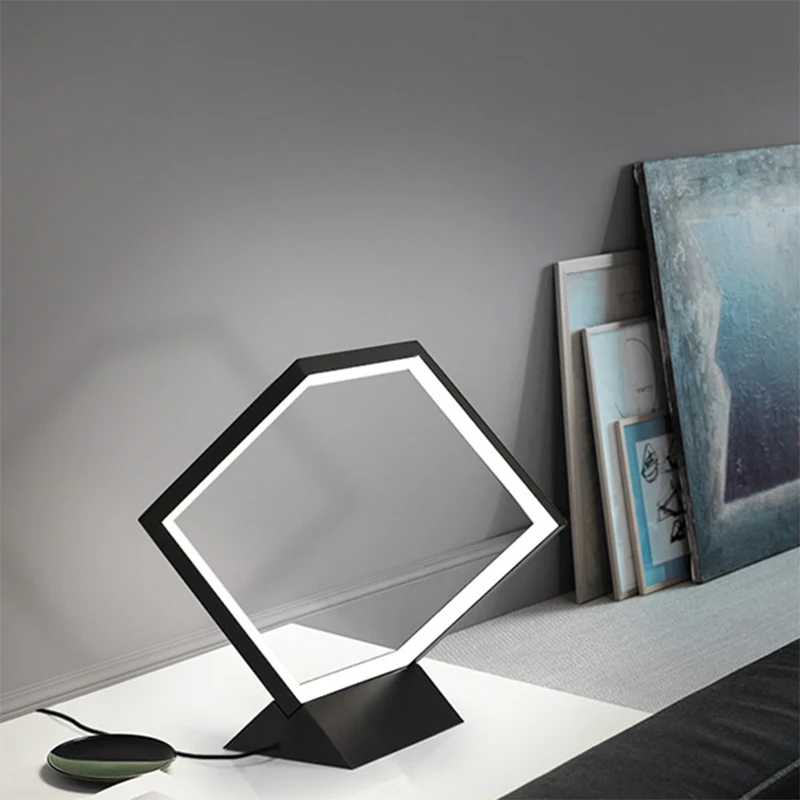 

Modern table light Aluminum lights for bedroom office study room black white gold decorative square bedside lighting Desk lamp