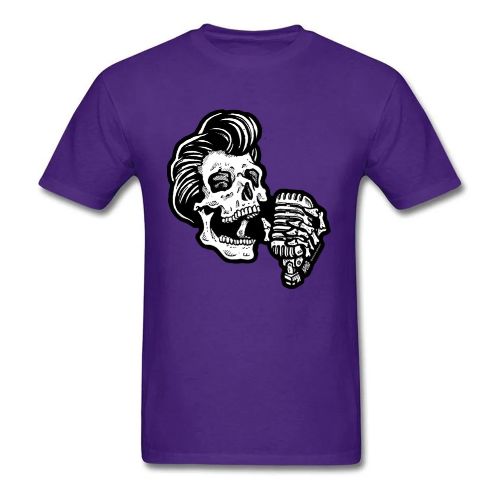 Rockabilly Greaser Skull Pure Cotton Family Tops Tees Funny Short Sleeve Men T Shirts Casual Summer Tee Shirts Crew Neck Rockabilly Greaser Skull purple