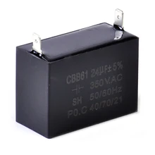 1pc Black CBB61 Capacitor 24uF 350V AC Mayitr Small Stable Gasoline Generator Capacitor For Ceiling Fan Motor Pump Start-up