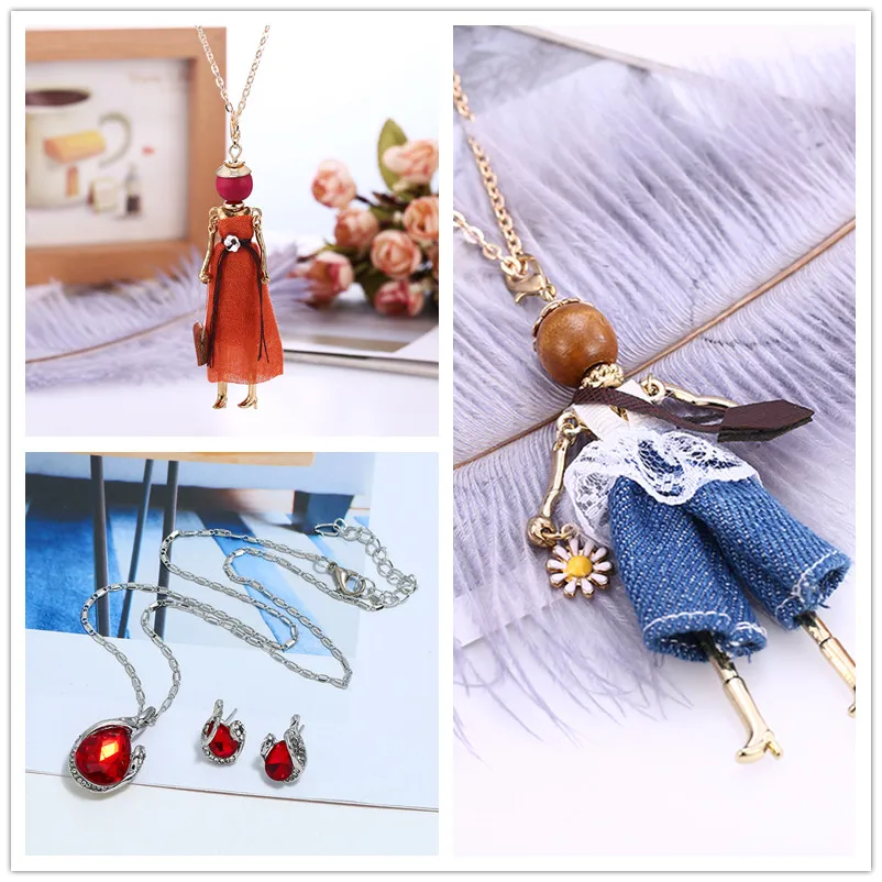 

Simple Natural Women Bridal Wedding Jewelry Charm Doll Pendant Moon Star Necklace Flower Small Fresh Luxury Crystal Necklaces