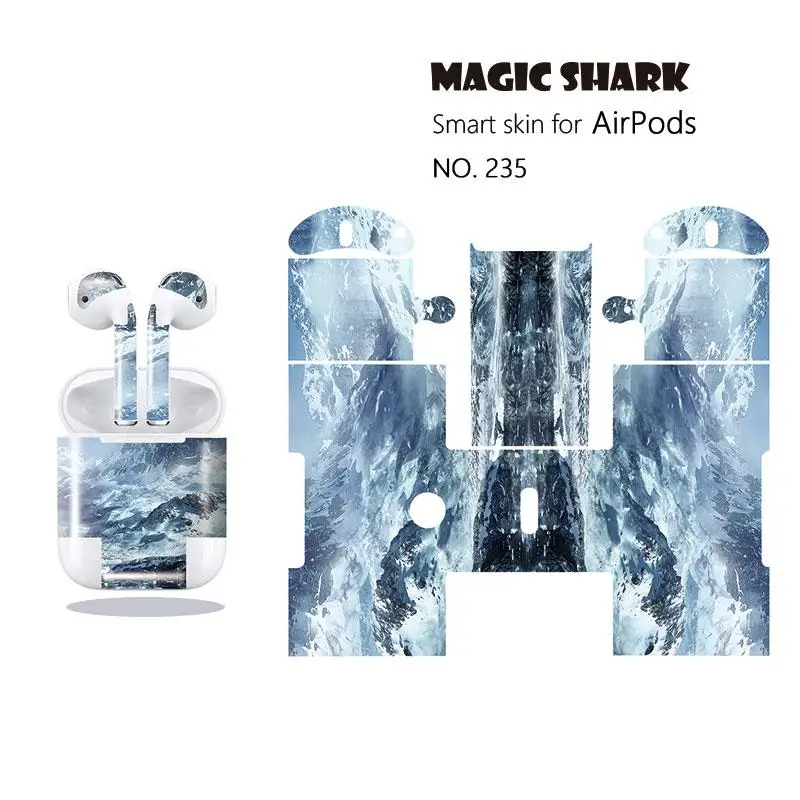 Волшебная Акула дерево снег не выцветает мода стикер чехол Полный протектор Наклейка Обложка для Airpods 226-235 - Color: 235
