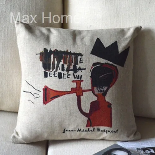 Free Shipping 18&quot Basquiat Graffiti No.5 Retro Vintage Style Linen Decorative Pillow Case Cover Cushion | Дом и сад