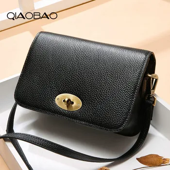 

QIAOBAO New Crossbody Bags Women Cowhide Leather Handbags Luxury Women Bags Designer Ladies Shoulder Bag Sac A Main Femme