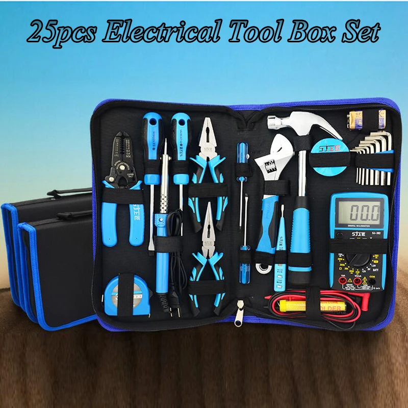 25pcs Multi-function Hardware Kit Hand Tools Household Tools Set With 382 Multimeter Electrician Tool Kit Set 25pcs Multi-function Hardware Kit Hand Tools Household Tools Set With 382 Multimeter Electrician Tool Kit Set