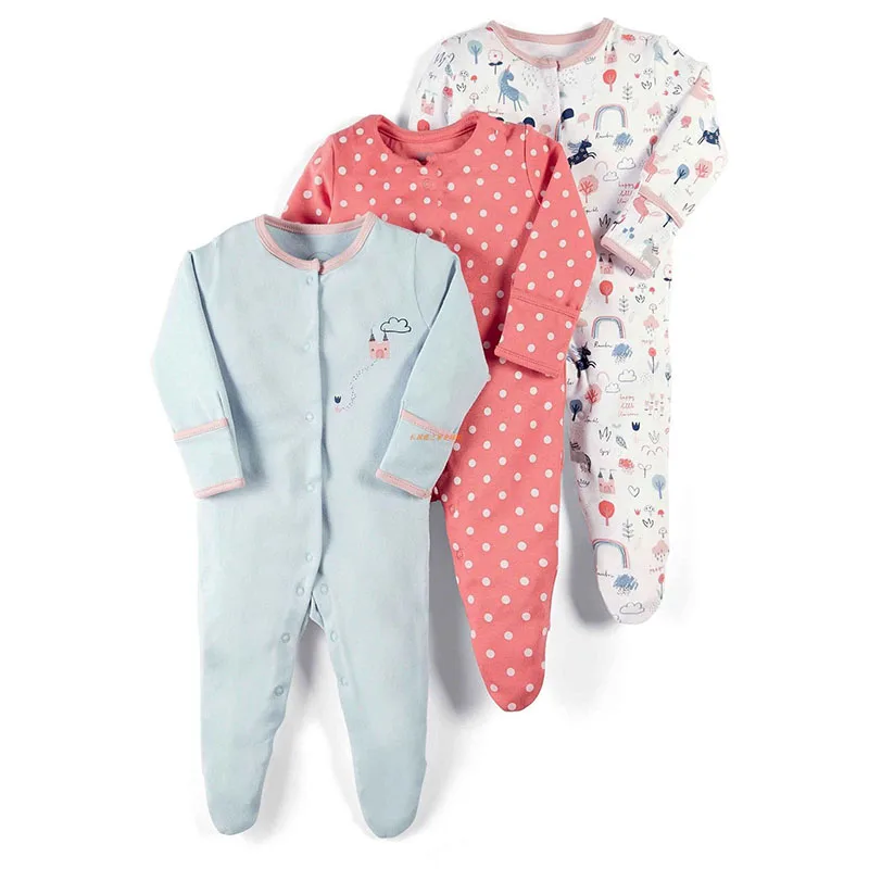 Комбинезоны для новорожденных с героями мультфильмов; комбинезон с длинными рукавами для младенцев; одежда в розовый горошек; хлопок; комбинезон для девочек; одежда для сна для мальчиков - Цвет: BC20180016