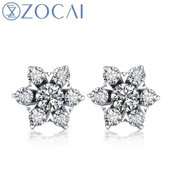 ZOCAI Super Star Природный 0.4 ct certified diamond Серьги-гвоздики Настоящее 18 К золото (au750) e00096