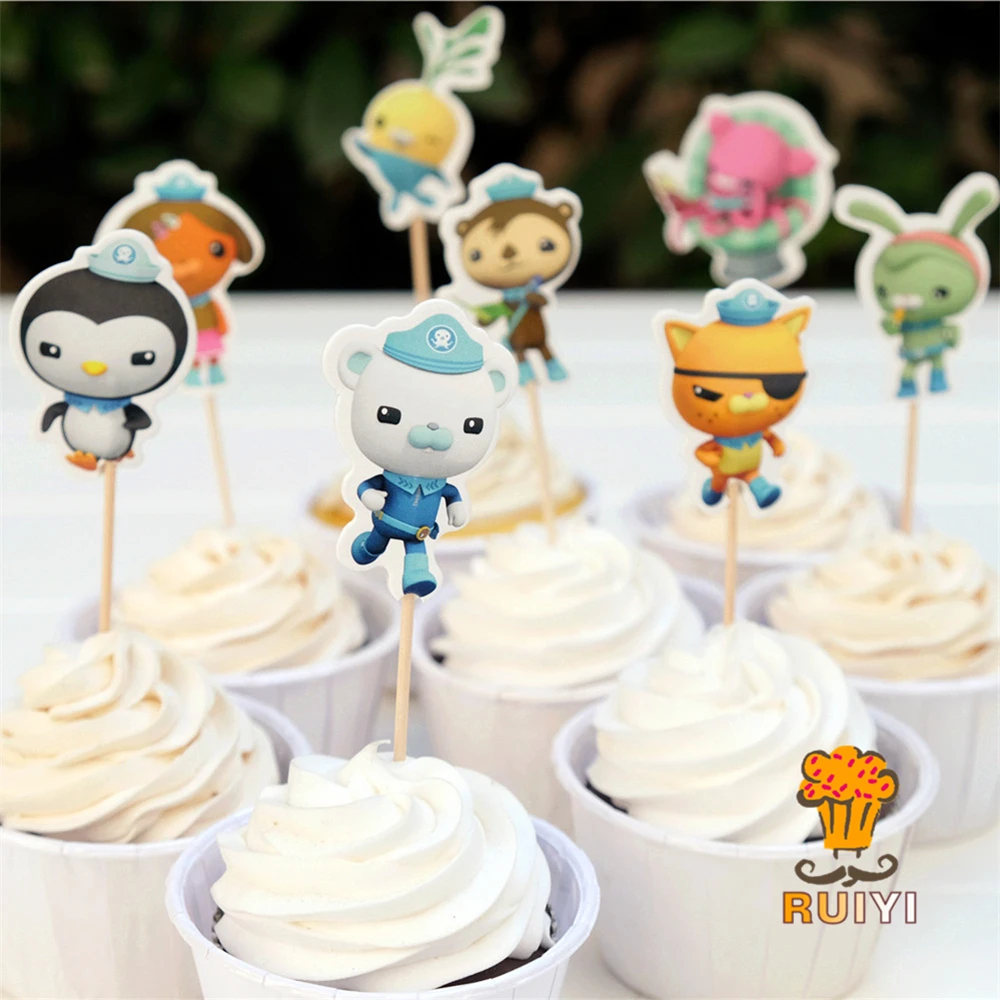 72 шт. Octonauts captain Barnacles kwazii pesконфеты бар кекс топперы палочки baby shower Детские товары