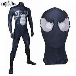 Ling Bultez Высокое качество Новый Venom Человек паук костюм новые спандекс комиксов костюм Venom с объективом