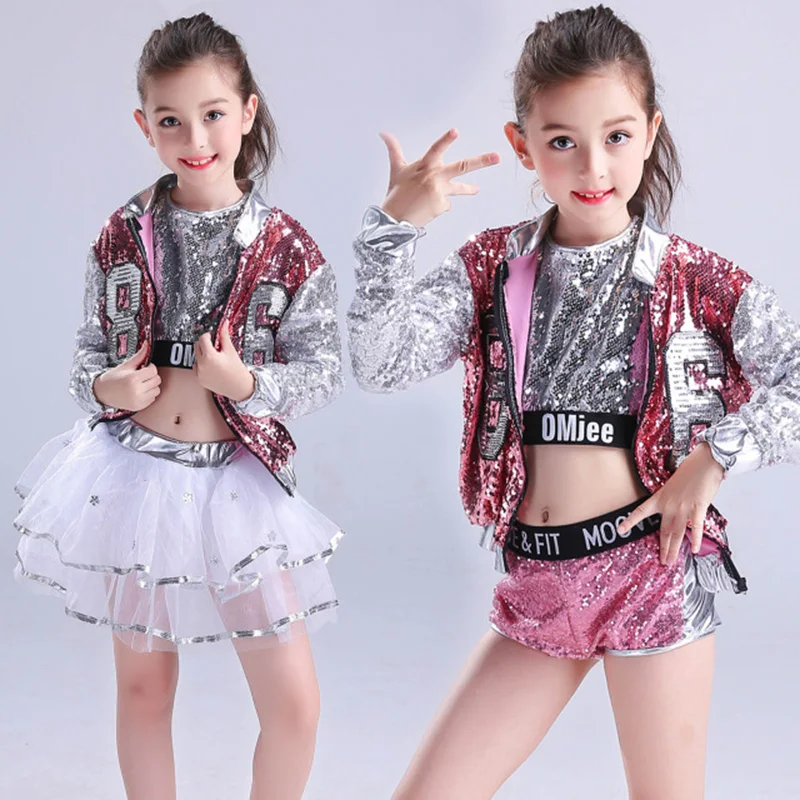 

Children's Jazz Dancer Latin Dance Hip-hop Dance Performances Sequins Modern Dance Party Costumes three-piece suit