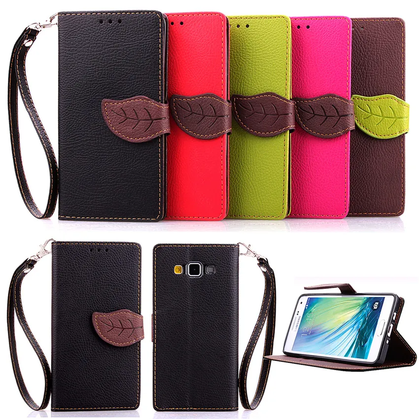 Elegant Leaf Design PU leather Wallet Case For Samsung GALAXY A5 A500 Wallet Card font b