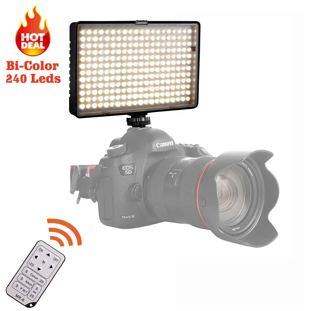

Travor BiColor 240pcs LED Video Light on Camera Light for Canon Nikon Sony DV Camcorder+NP-F550 battery+Charger+remote control