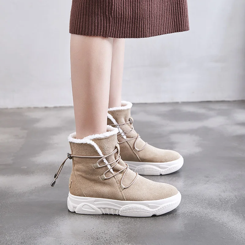 

Dumoo Autumn/Winter Sneakers Shoes Women High Top Lady Casual Shoes Warm Short Plush Shoes Heel 4.5cm Zapatillas Mujer Trainers