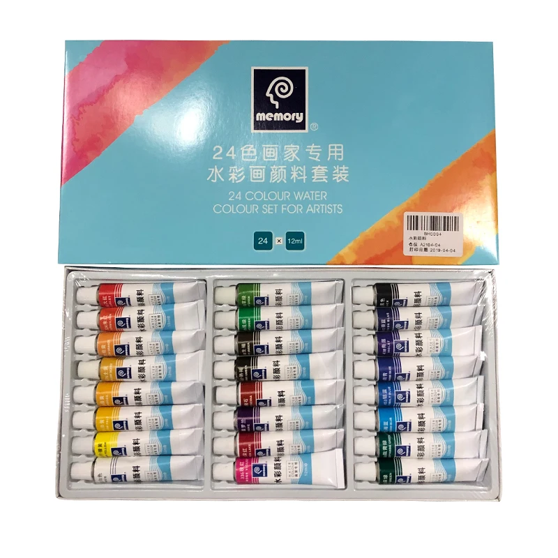 Billig 24 farben 12ml Kunst Aquarell Farben Set Rohr Professionelle Wasser Farbe Malen für Stoff Zeichnung Künstler pigment kunst liefert