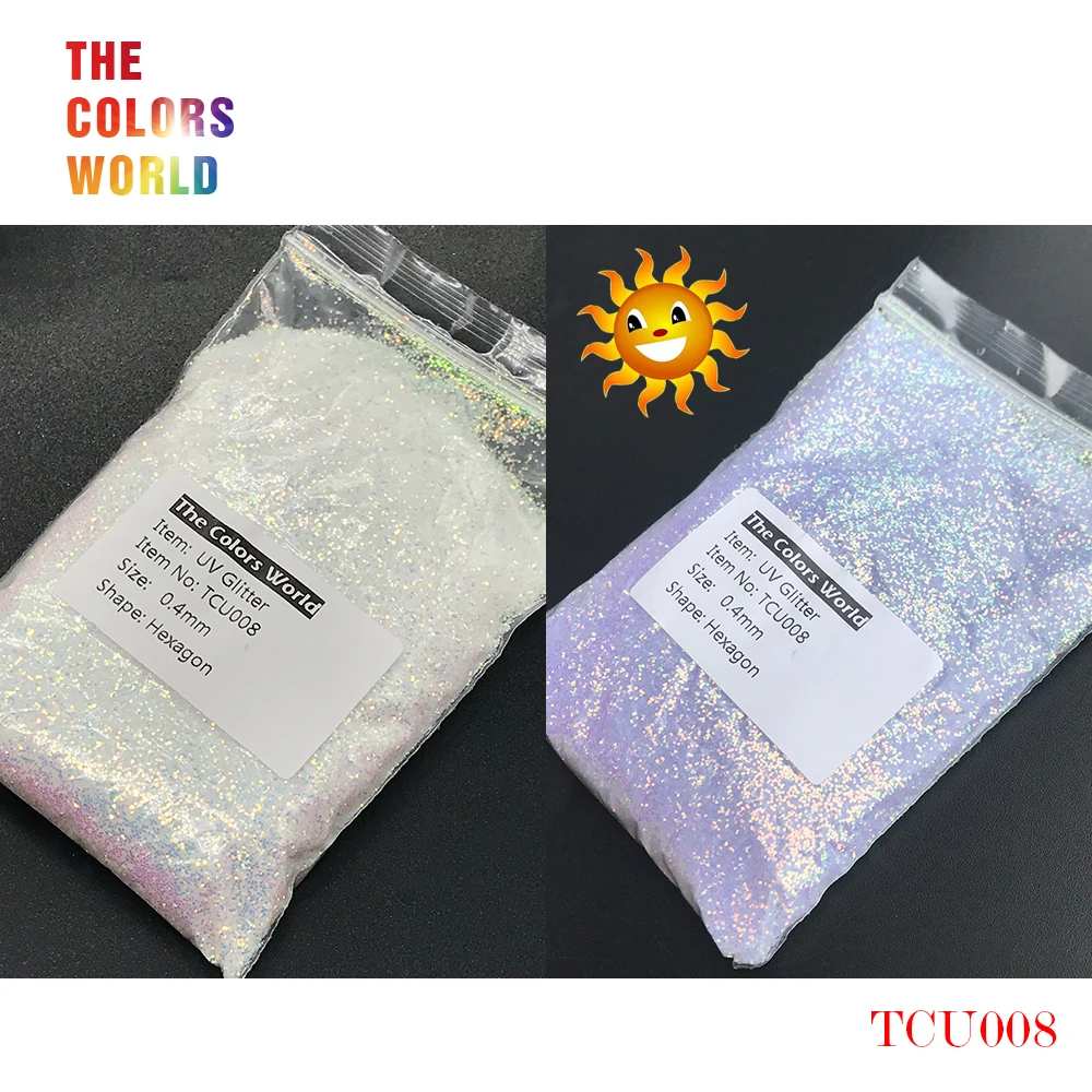 TCT-202 UV Glitter ultraviolet Light Hexagon Shape 0.4MM Nail Glitter Nail Decorations Nail Gel Makeup Facepaint DIY Accessorie