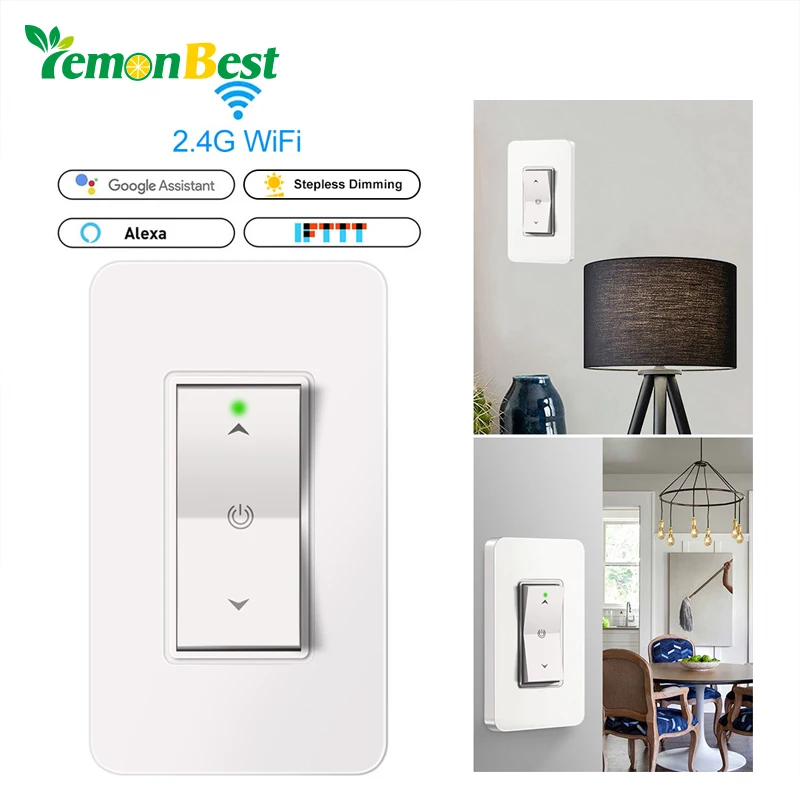 Buy Smart Dimmer Switch 1 Gang 1100W WiFi Light Dimmer