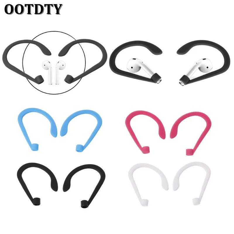 OOTDTY 1 Pair Earhook Holder For Apple AirPods Strap Silicone Sports Anti-lost Ear Hook