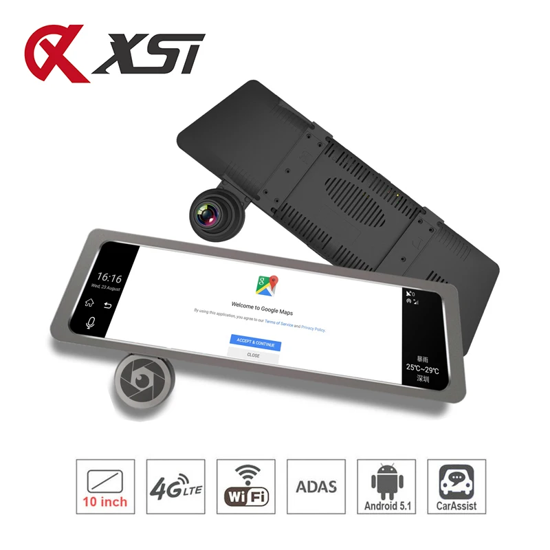 XST Android 5 1 Автомобильный видеорегистратор 4G 10 дюймов сенсорный зеркало заднего