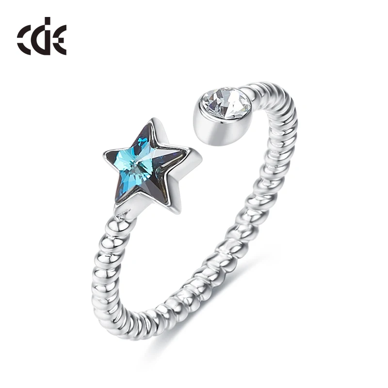 

CDE 925 Sterling Silver Rings For Women Embellished with crystals from Swarovski Star Open Finger Ring Jewelry Ringen Dames