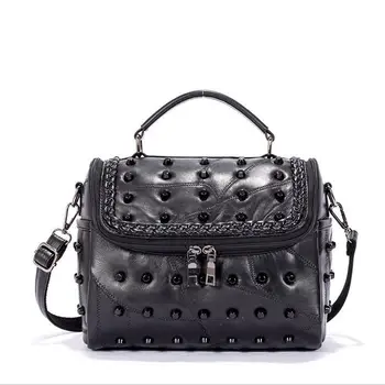 

yesetn bag 101916 women hot new geniune leather shoulder handbag rivet bag