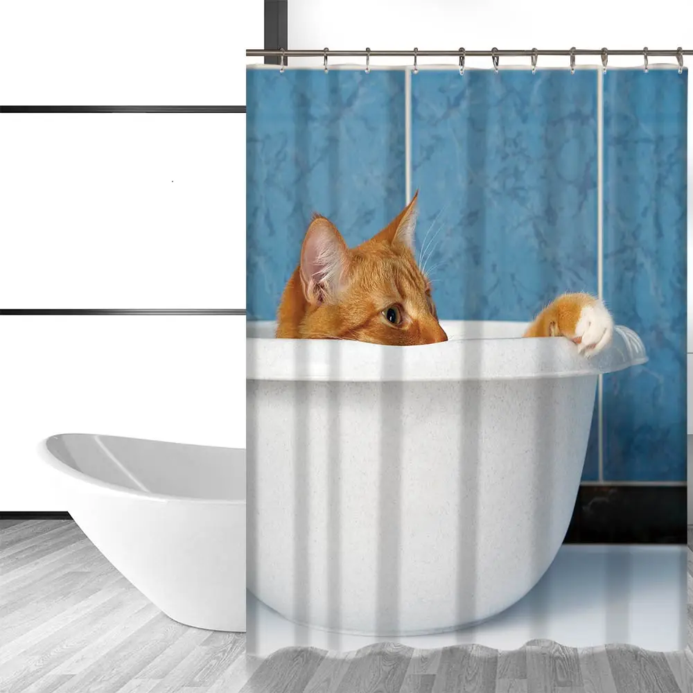 Miracille милая собака и кошка печать Ванная комната декоративная занавеска для душа водонепроницаемая ткань домашняя Ванна занавеска s с 12 крючками - Цвет: 005