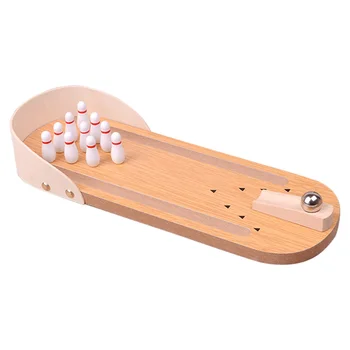 

Mini Children Wooden Desktop Bowling Toy Parenting Interaction Fun Intelligence Table Game Toys Gift Kids YH-17