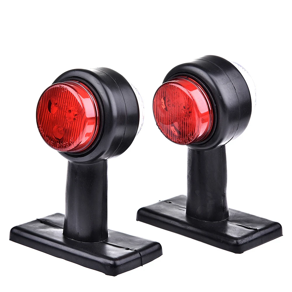 

2pc Truck Trailer Caravan 12V/24V LED Double Side Marker Clearance Light Warning Lamp Red& White New